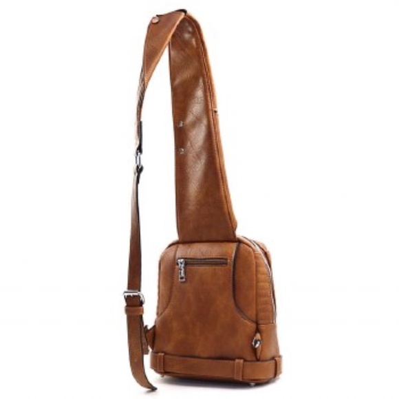 Faux Leather Sling Backpack - Picture 4 of 9
